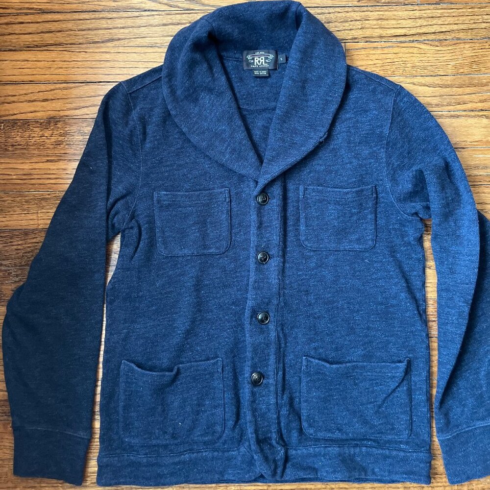 RRL Double RL Ralph Lauren indigo jersey chore coat overshirt jacket cardigan